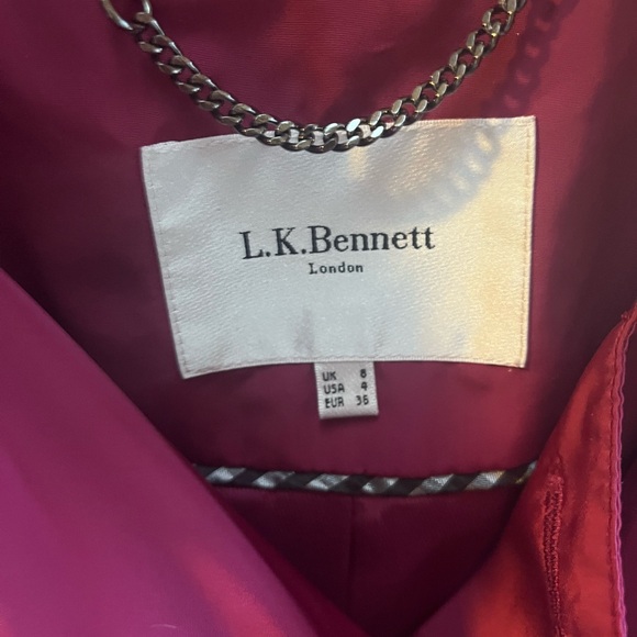 Lk Bennett lightweight raspberry trench double breasted size 4 - Picture 2 of 8